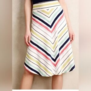 Maeve Chevron Striped A-Line Skirt - Multicolor